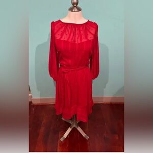 DKNY Red Sheer Dot Holiday Dress – Size 6